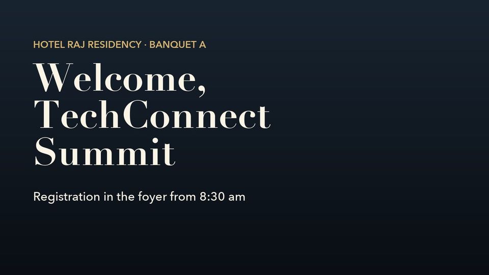 A banquet TV welcoming conference delegates.